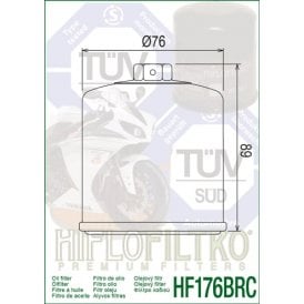 Hiflofiltro Oil Filter Gloss Black HF176BRC