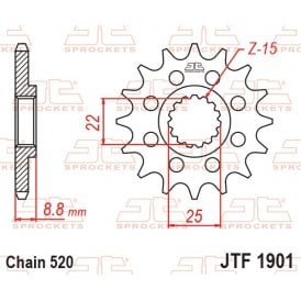 JT Front Sprocket JTF1901.13SC - Self Cleaning Lightweight