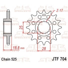 JT Front Sprocket JTF704.15RB - Rubber Cushioned