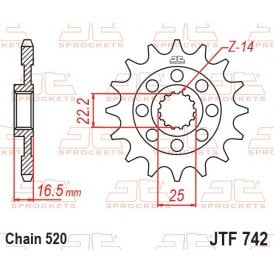 JT Front Sprocket JTF742.15RB - Rubber Cushioned