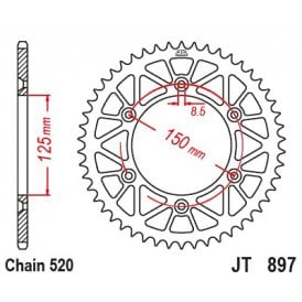 JT Twinstar Steel/Alu Grey Sprocket JTX897.52GR