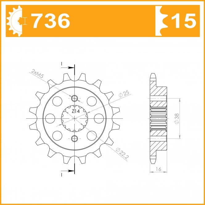 RK Sprocket Front 4019-15 SPECIAL PITCH - Special Order