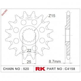 Sprocket Front Grooved RK-C4158-13-Q8 JTF1901 Afam 73301 Supersprox CST-1901-13