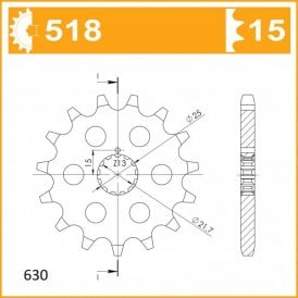 Sprocket Front JTF 518-15 AFAM 33600 RK C8225-15 630 pitch