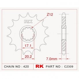 Sprocket Front RK-C2309-11 JTF1120 Afam 94119 420 pitch