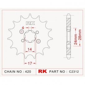 Sprocket Front RK-C2312-11 JTF 1128 Afam 49102 420 pitch