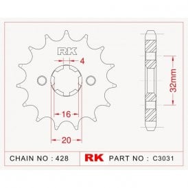 Sprocket Front RK-C3031-14 JTF1550 Afam 21208