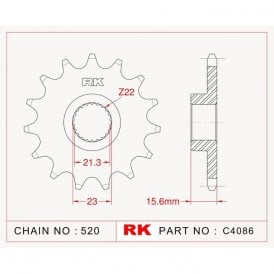 Sprocket Front RK-C4086-15 JTF577 Afam 21504