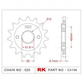 Sprocket Front RK-C4156-17 JTF512 Afam 24501