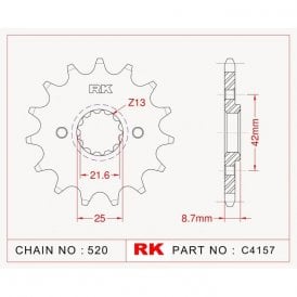 Sprocket Front RK-C4157-15 JTF516 Afam 24502
