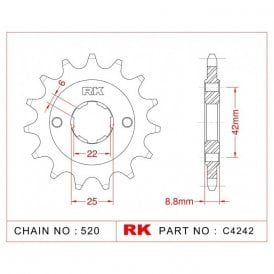 Sprocket Front RK-C4242-15 JTF276 Afam 20401