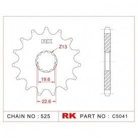 Sprocket Front RK-C5041-16 JTF520 Afam 28401 525 pitch