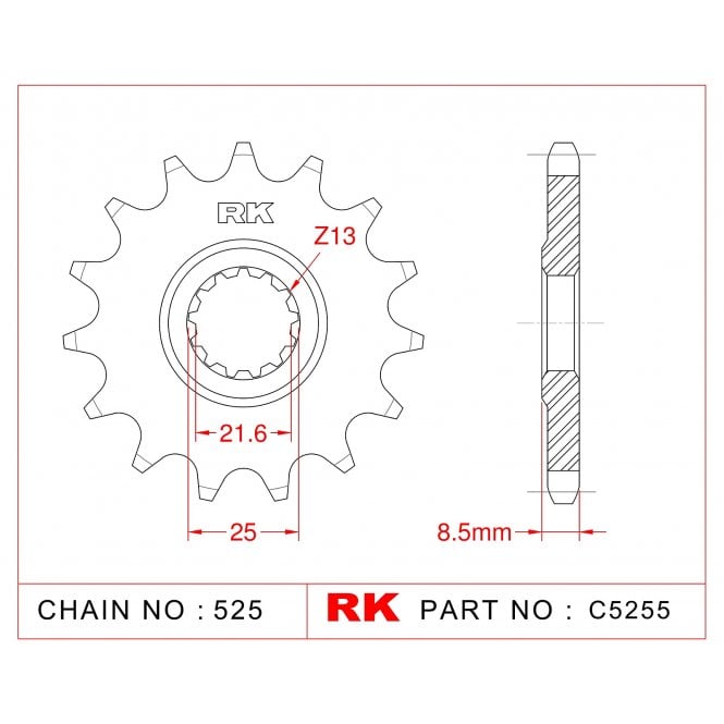 RK Sprocket Front -C5255-15 JTF1537 Afam 28405
