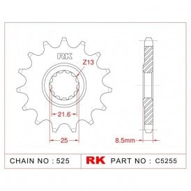 Sprocket Front RK-C5255-15 JTF1537 Afam 28405
