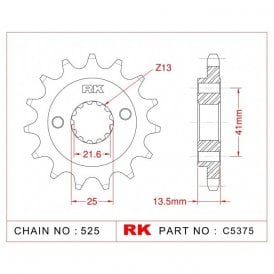 Sprocket Front RK-C5375-16 JTF296 Afam 20507