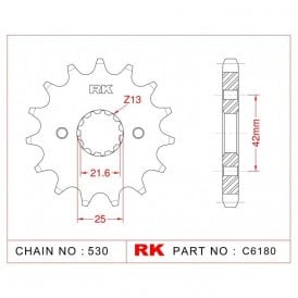 Sprocket Front RK-C6180-15 JTF513-15 Afam 24500 (JTF566) 530 pitch