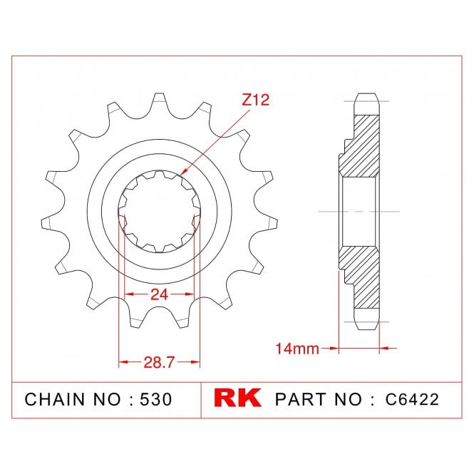 RK Sprocket Front -C6422-17 JTF1529 Afam 24900