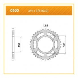 Sprocket Rear JTR 500-40 632 pitch - Special Order