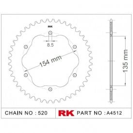 Sprocket Rear RK-A4512-39HA0 JTA762 520 Pitch Alloy needs E0036 adaptor