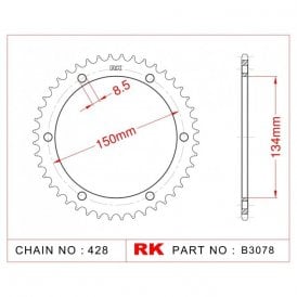 Sprocket Rear RK-B3078-48 JTR463 Afam 16203