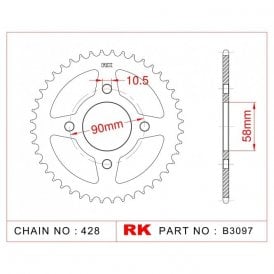Sprocket Rear RK-B3097-45 JTR1221 Afam 10236