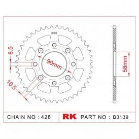 Sprocket Rear RK-B3139-43 JTR269 Afam 10201