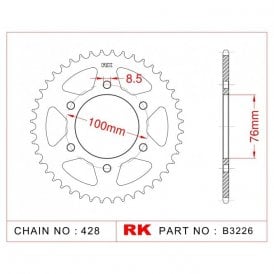 Sprocket Rear RK-B3226-52 JTR1844 Afam 12227