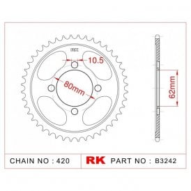 Sprocket Rear RK B3242-49 JTR1843 Afam 12224