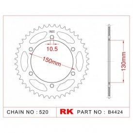 Sprocket Rear RK-B4424-46 JTR245/3 or JTR305 Afam 12604 10.5mm mount holes