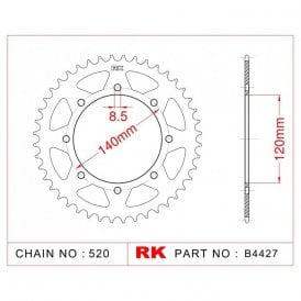 Sprocket Rear RK B4427-37 JTR 487-37