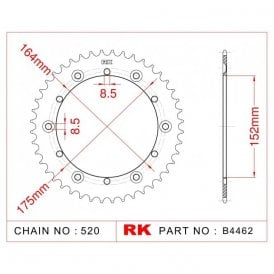Sprocket Rear RK-B4462-42 JTR853 Afam 12500