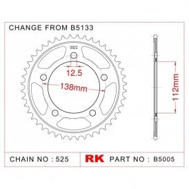 Sprocket Rear RK-B5005-47 JTR1304 Afam 10613