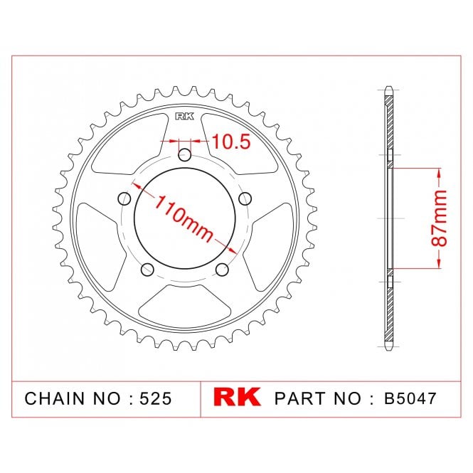 RK Sprocket Rear -B5047-47 JTR807 Afam 14404