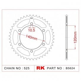 Sprocket Rear RK-B5624-39 JTR498 Afam 16605