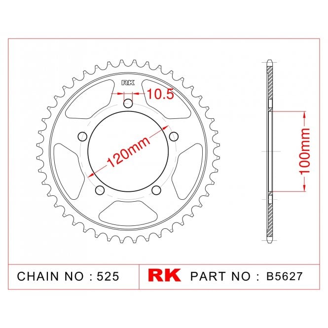 RK Sprocket Rear -B5627-44 JTR702 Afam 35802