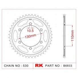 Sprocket Rear RK-B6833-47 JTR1479 Afam 16502 JTR 479-47 (530 pitch)