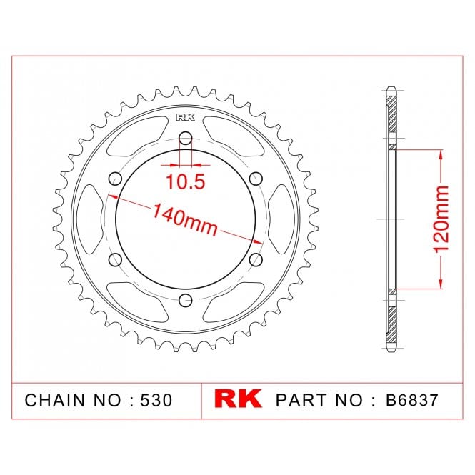 Powerite Sprocket Rear RK-B6837-39 JTR499 Afam 16603