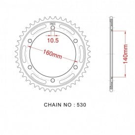Sprocket Rear RK-B6842-45 JTR502 Afam 16701 530 pitch