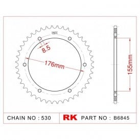Sprocket Rear RK-B6845-42 JTR2011 Afam 86601