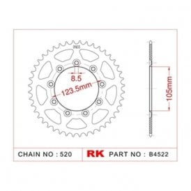 Sprocket Rear Steel RK B4522-52 Supersprox 151 TM racing