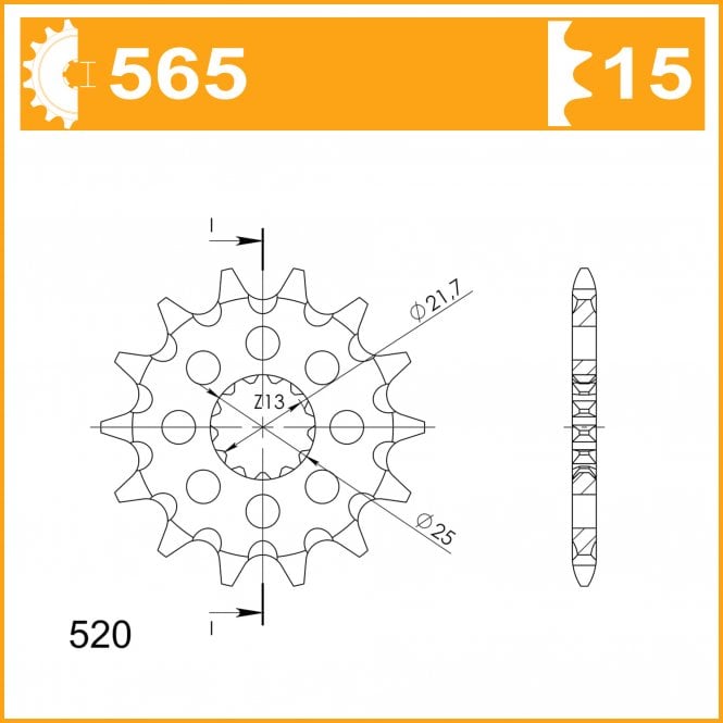 Supersprox  Front MX Grooved CST-565-15